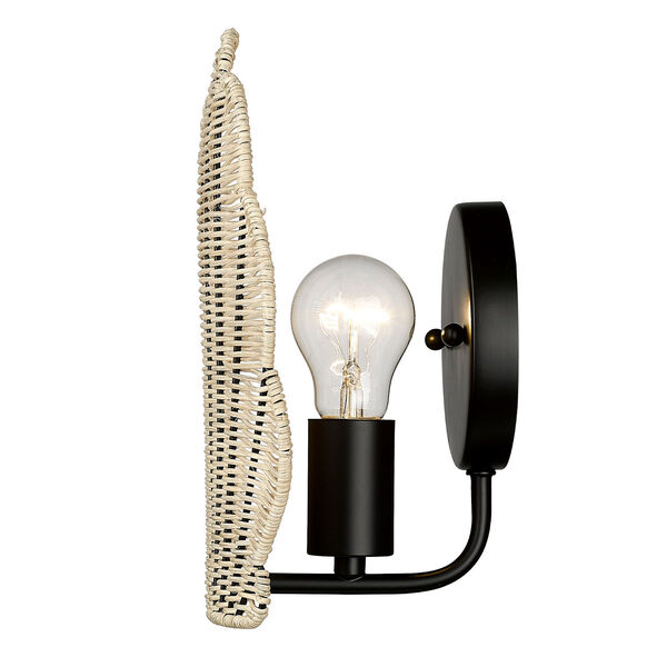 Malia Matte Black and Natural One-Light Wall Sconce, image 4